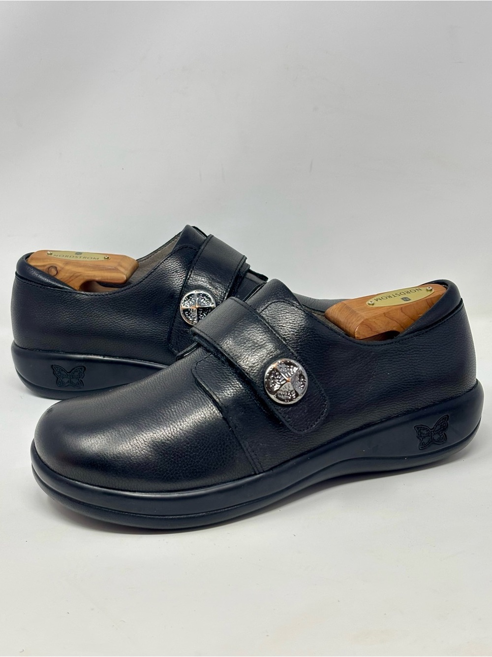 Alegria Women’s Black Leather Shoes Slip On Joleen Jet Luster Size 37 US 7-7.5
